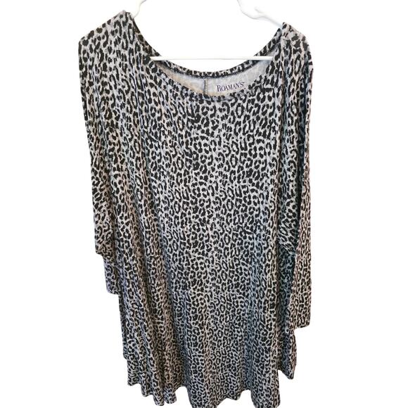 Roaman's Tops - Roaman's Long Sleeve Top 2x 26/28 Womens‎ Plus Size Flowy Gray Stretchy Casual